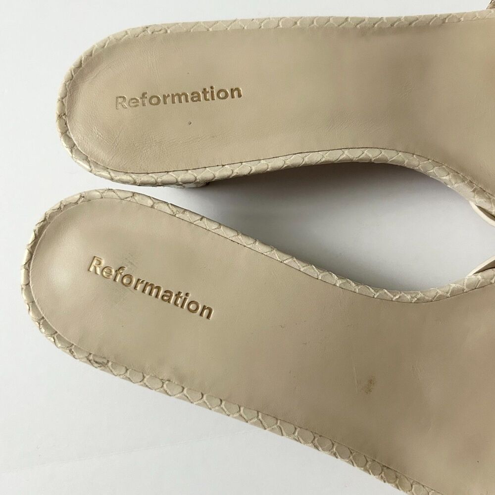 Reformation Christina Slide Sandal in Almond Snake Emboss Size 7 - Picture 6 of 8